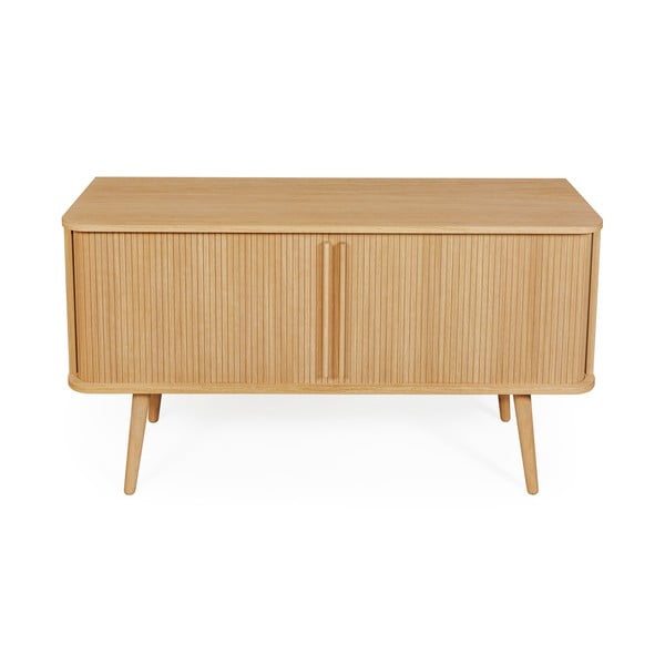 Нисък скрин от декор от дъб  с плъзгащи се врати естествен 138x75 cm Rove – Woodman-image-2