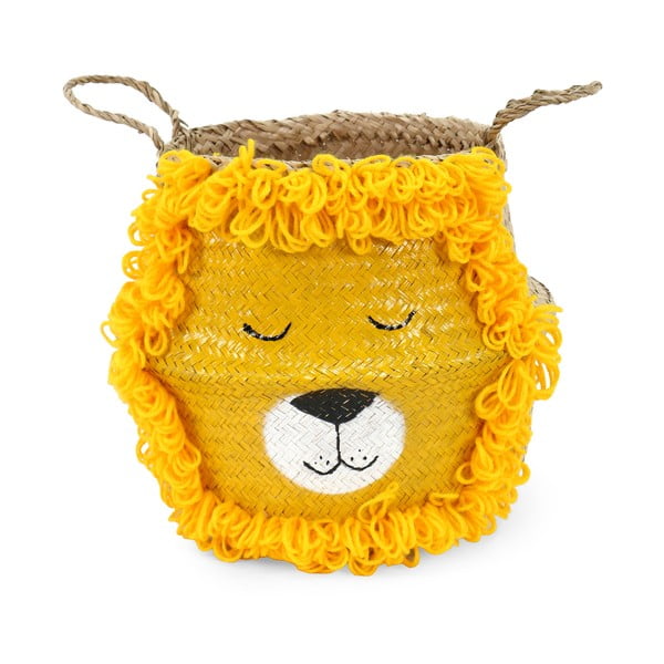 Жълта/естествена детска кошница за играчки от морска трева ø 30x28 cm Lion – Compactor