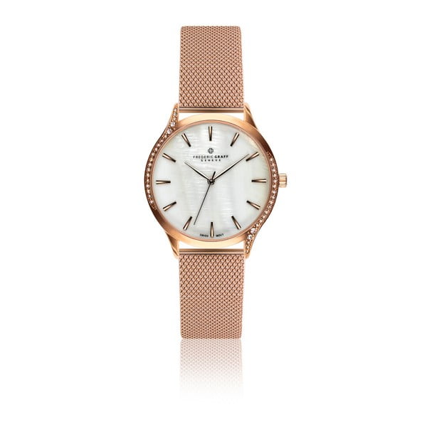 Дамски часовник с каишка от неръждаема стомана в розово злато Rustikala - Frederic Graff