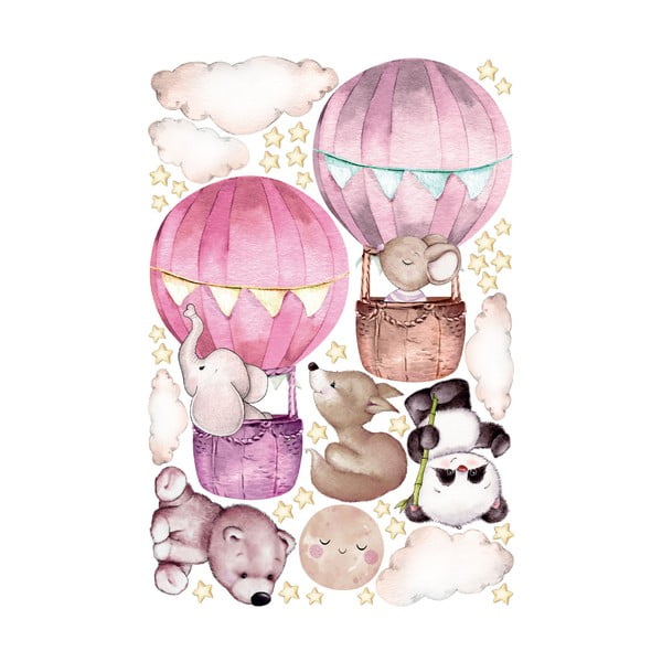 Розови детски стикери за стена Балони и звезди - Ambiance-image-2