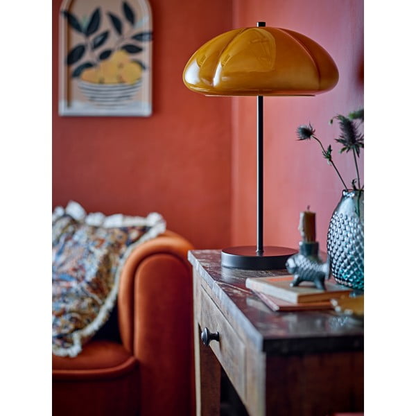 Настолна лампа в цвят жълта охра със стъклен абажур (височина 46,5 cm) Kinoko – Bloomingville-image-3