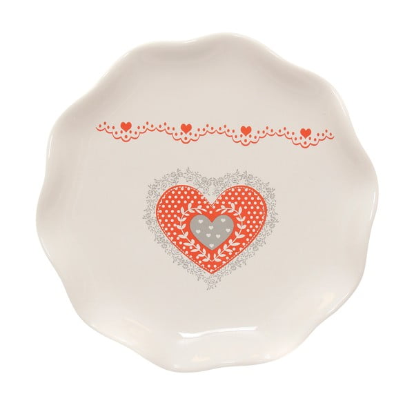 Керамична чиния за торта Сърце, ø 21 cm - Kasanova