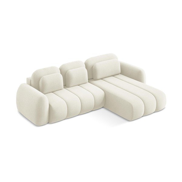 Бежов разтегателен ъглов диван с място за съхранение от букле (десен ъгъл) Pele – Makamii-image-2