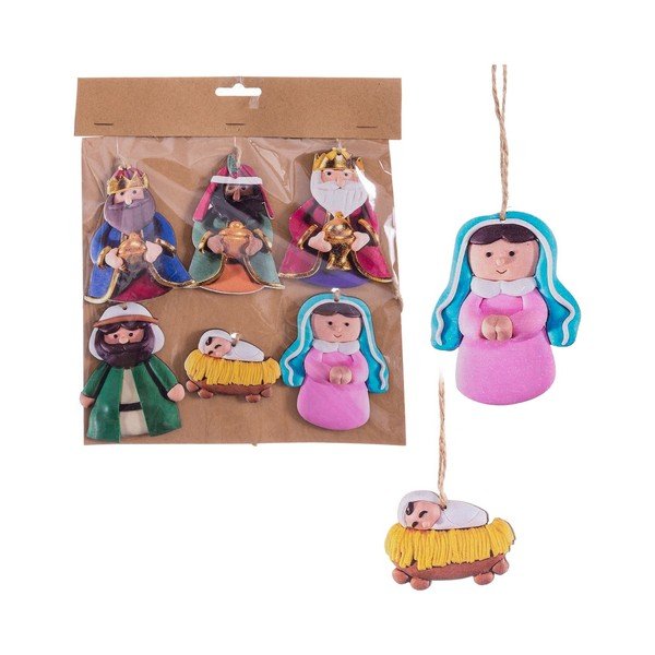 Дървени Коледни украси в комплект 6 бр. 9 cm Nativity – Casa Selección