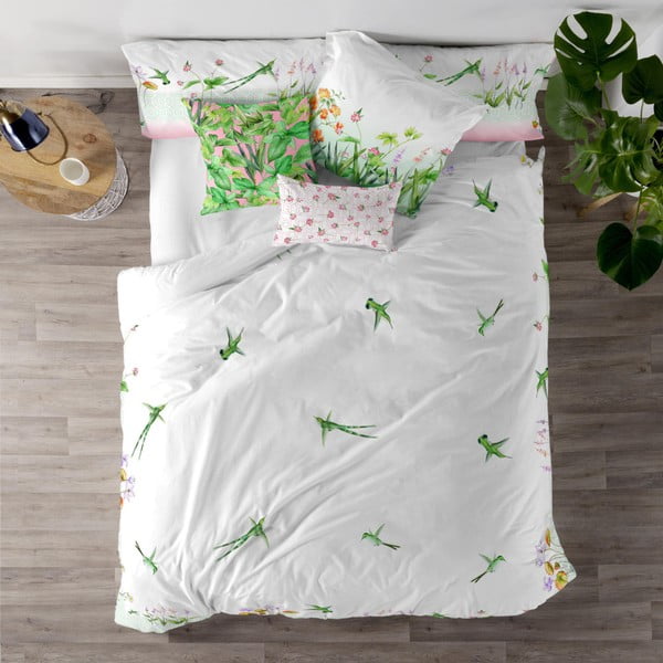 Памучен комплект чаршафи за единично легло с олекотена завивка и възглавница Meadow, 140 x 200 cm - Happy Friday