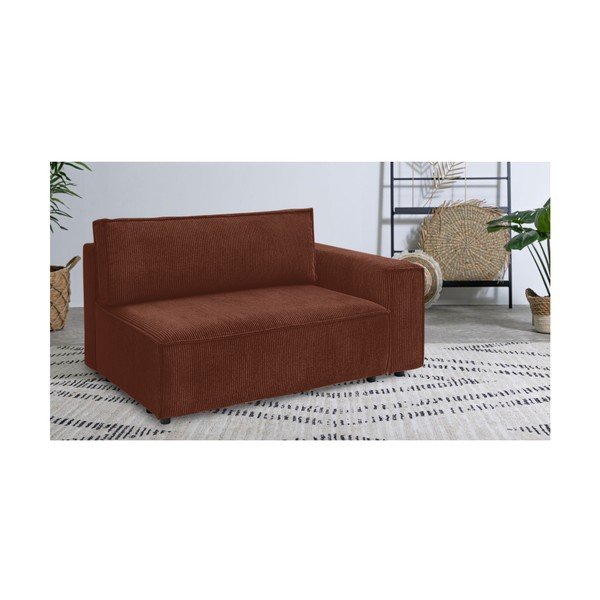 Модул за диван от велур в тухлен цвят, десен ъгъл Nihad modular - Bobochic Paris-image-1