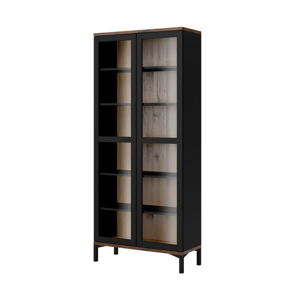 Витрина от декор от орех в черен и естествен цвят 89x203x36 cm Roomers – Tvilum-image-3