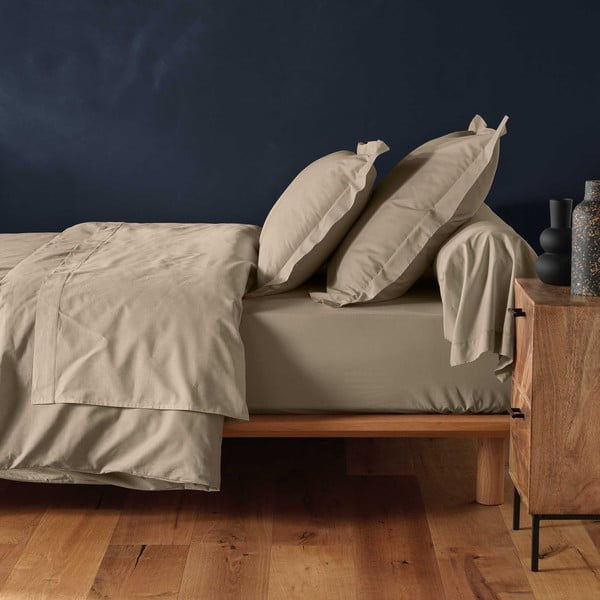 Светлокафяв еластичен памучен чаршаф 180x200 cm Lina – douceur d'intérieur-image-1