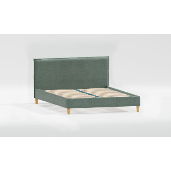 Зелено единично тапицирано легло с включена подматрачна рамка 90x200 cm Tina – Ropez