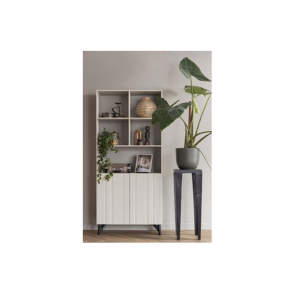 Кремав шкаф за книги от борова дървесина 90x200 cm Miller - WOOOD-image-1