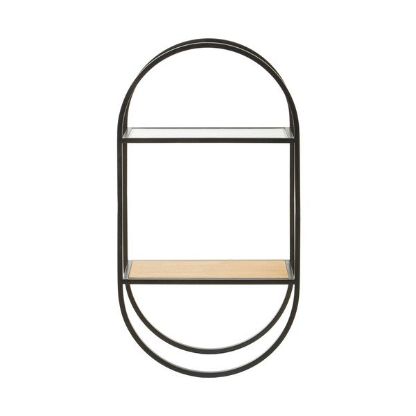 Черен/в естествен цвят на няколко нива метален стенен рафт 35 cm Mataram – Premier Housewares-image-3