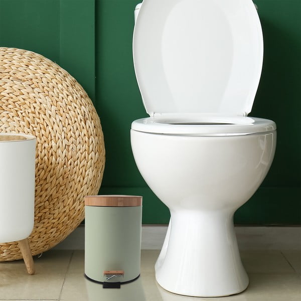 Светлозелено метално кошче за боклук с педал 3 l Greenish – Orion-image-1