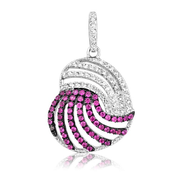 Сребърен медальон с червен и бял кубичен цирконий Сърце - Swarovski Elements Crystals