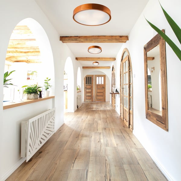 Кафяво осветително тяло за таван със стъклен абажур ø 47 cm Eveline – LAMKUR-image-1