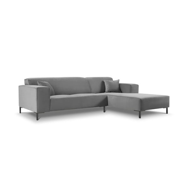 Светлосиво кадифено ъглов диван Siena, десен ъгъл - Cosmopolitan Design