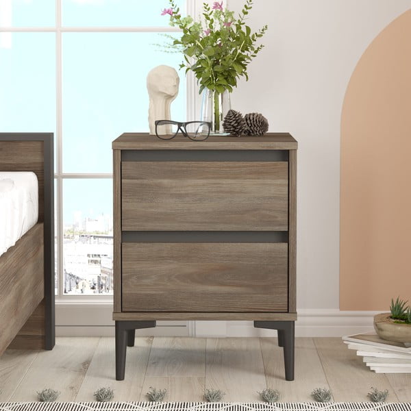 Кафяво нощно шкафче Elegance - Kalune Design-image-1