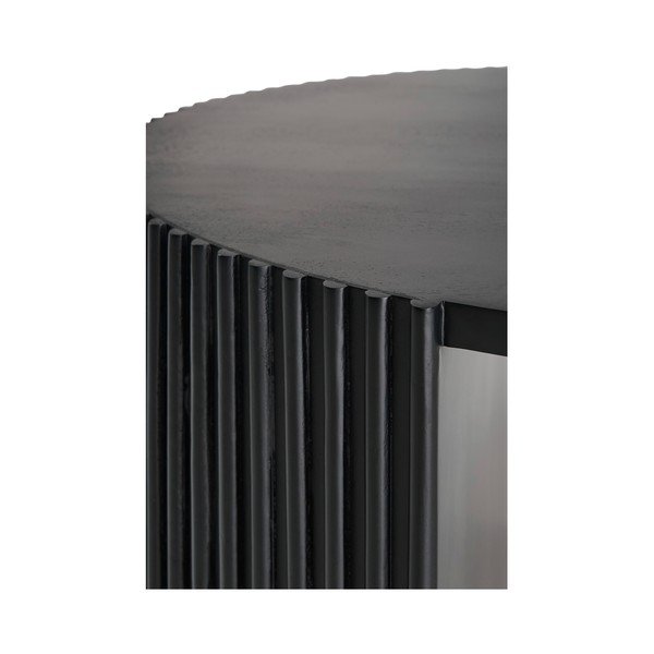 Черна кръгла масичка за кафе с дъска от мангово дърво ø 80 cm Bisselina – Ellos Home-image-3