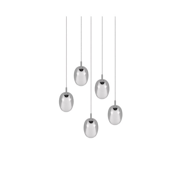 Висящо осветително тяло със стъклен абажур ø 48 cm в сребристо Barret - Trio Select-image-1