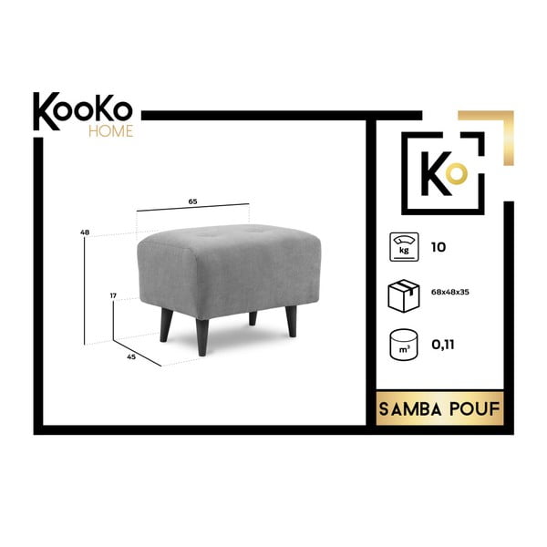 Сива табуретка за крака Samba - Kooko Home-image-1