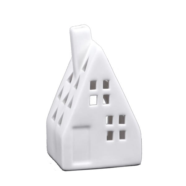 Бял порцеланов свещник във формата на къща , височина 13 см - Ego Dekor