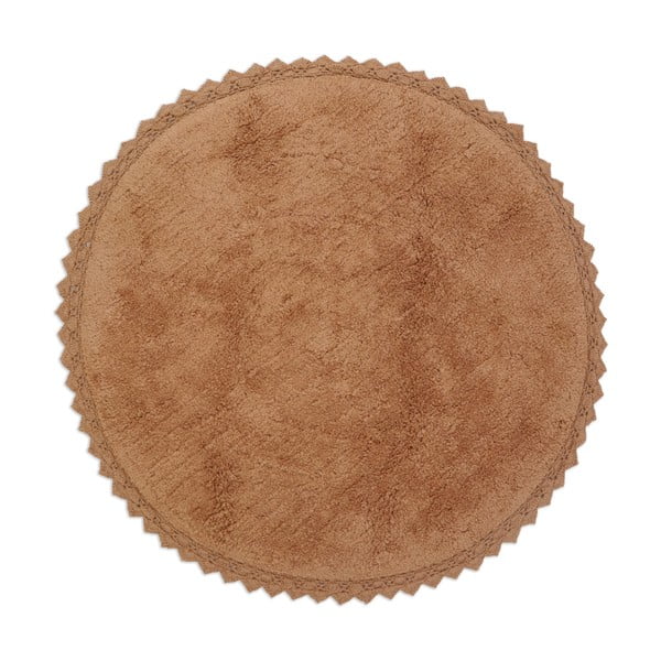 Памучен кръгъл килим подходящ за пране ръчно изработен в тухлен цвят ø 110 cm Perla Toffee – Nattiot