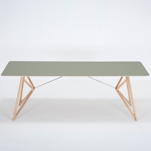 Jídelní stůl z masivního dubového dřeva se zelenou deskou Gazzda Tink, 220 x 90 cm-image-4