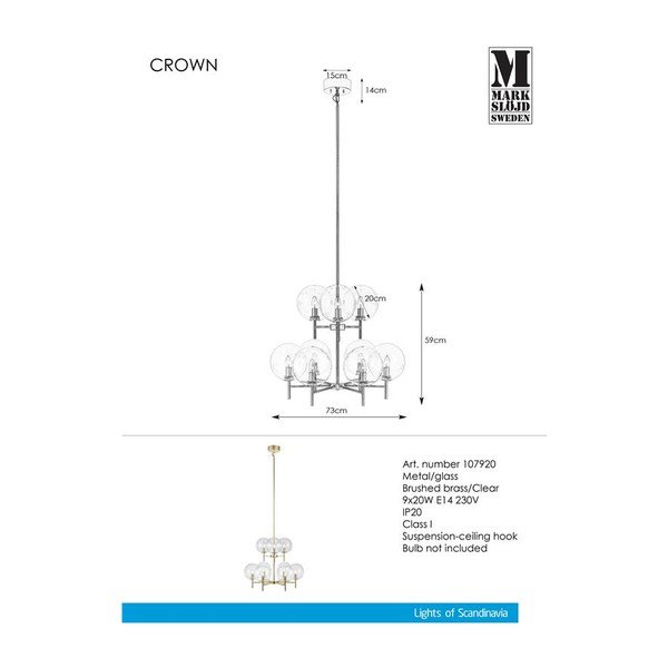 Висулка Висулка L Clear 9L Crown - Markslöjd-image-1