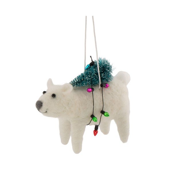 Текстилна Коледна украса 12 cm Polar Bear with Christmas Lights – Sass & Belle