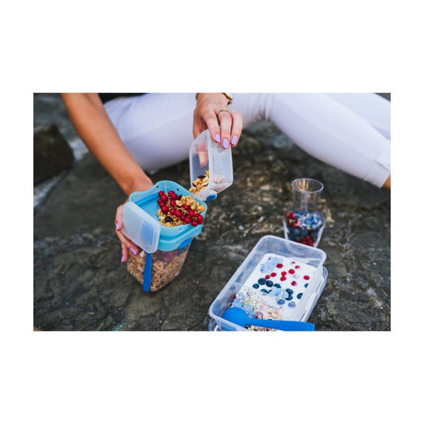 Синя кутия за обяд и закуска с прибори за хранене, , 650ml+230m Push&Push - Vialli Design-image-3