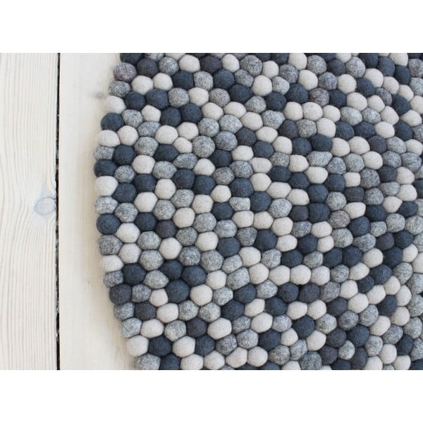 Тъмно сив вълнен килим с топки , ⌀ 140 cm Ball Rugs - Wooldot