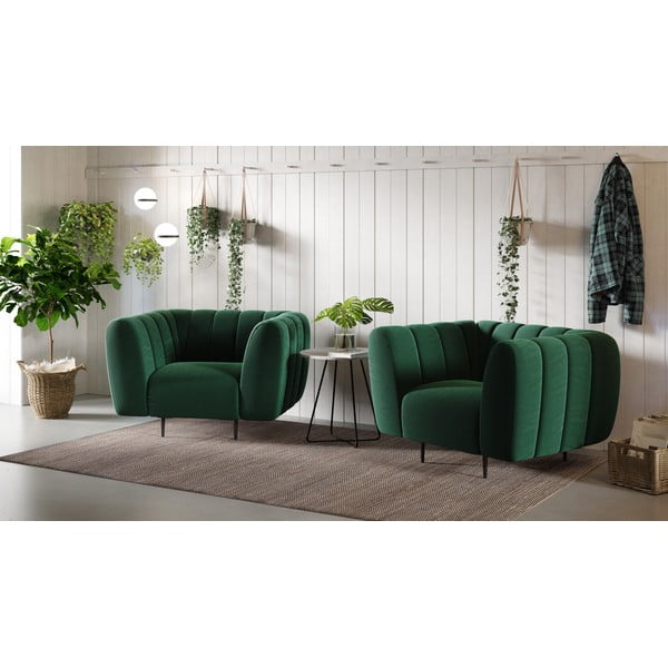 Тъмнозелено кадифено кресло Shel - Ghado-image-1