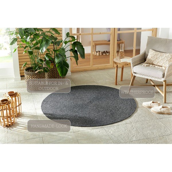 Сив кръгъл външен килим ø 150 cm - NORTHRUGS-image-4