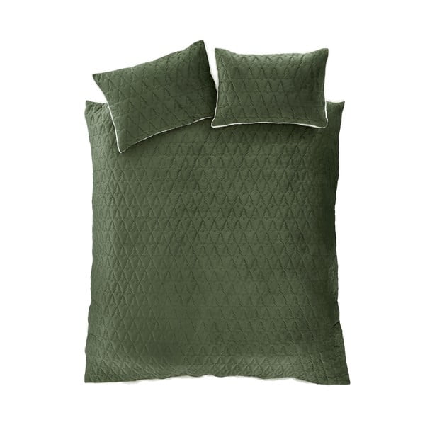 Зелено удължено спално бельо за двойно легло 230x220 cm Christmas Tree - Catherine Lansfield