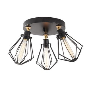 Осветително тяло за таван с метален абажур в черно и златисто ø 18 cm Oylat – Opviq lights