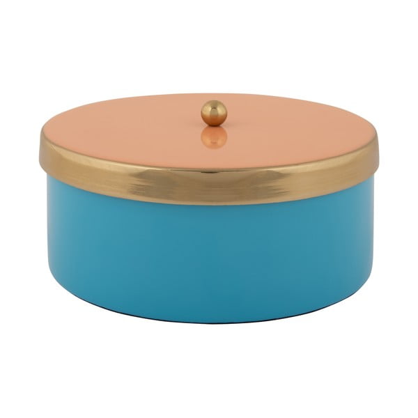 Синя декоративна метална кутия за съхранение ø 16x6 cm Double Funky – PT LIVING