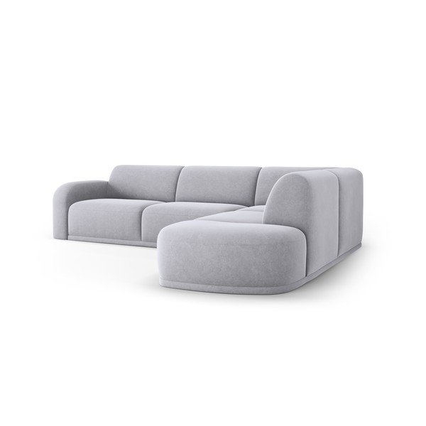 Светлосив кадифен ъглов диван Erin – Micadoni Home-image-4