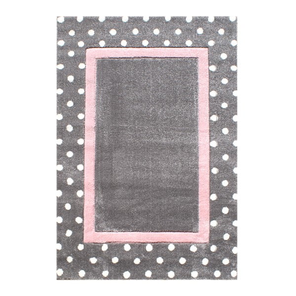 Růžovo-šedý dětský koberec Happy Rugs Dots, 120 x 180 cm