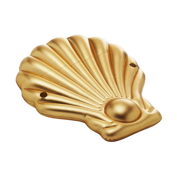 Nafukovací lehátko ve zlaté barvě ve tvaru mušle Sunvibes Dorée