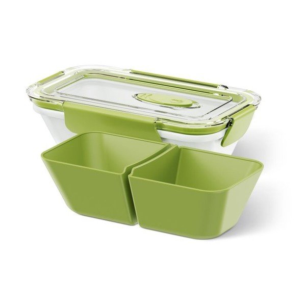 Box na jídlo Rectangular White/Green, 0,5 l