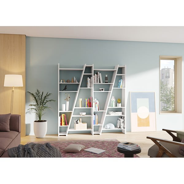 Бял шкаф за книги 190x195 cm Delta - TemaHome-image-1