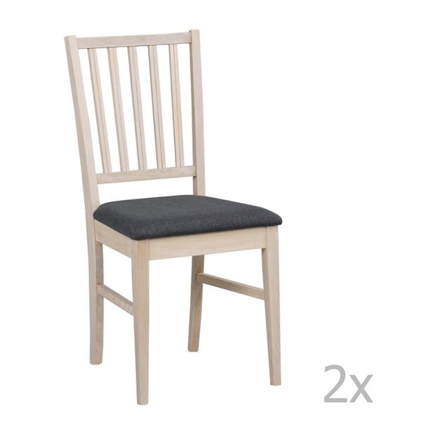 Sada 2 bílých židlí s šedým potahem z dubového dřeva Folke  Filippa