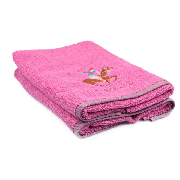 Sada 2 růžových ručníků Beverly Hills Polo Club Tommy Yazi, 50 x 100 cm