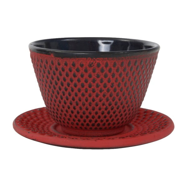 Червена чугунена чаша с чинийка Arare, 120 ml - Tokyo Design Studio