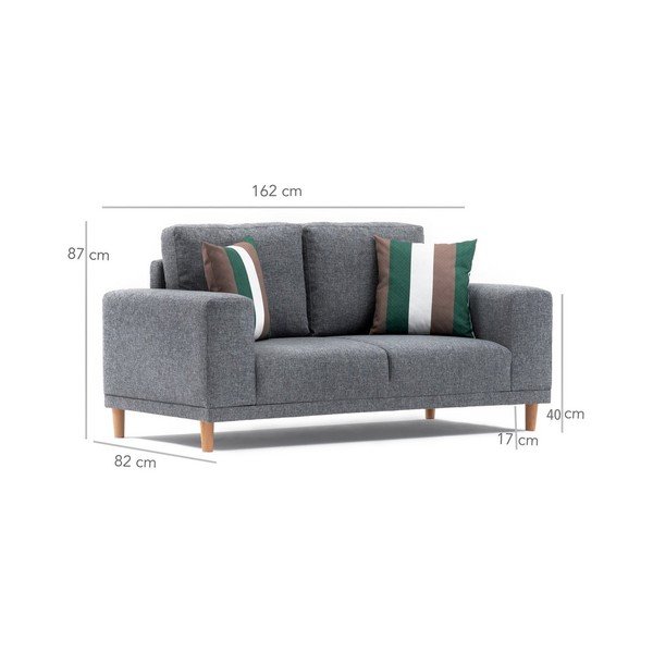 Сив двуместен диван Franz - Balcab Home-image-2