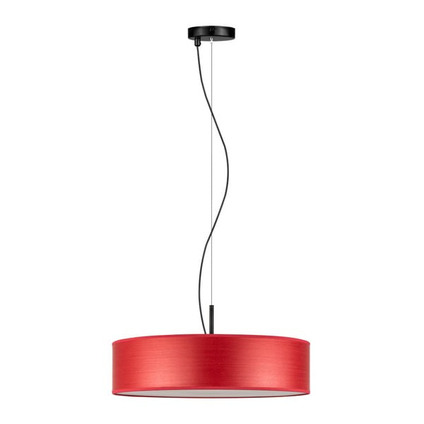 Червена висяща лампа с абажур от естествен фурнир Ocho - Bulb Attack