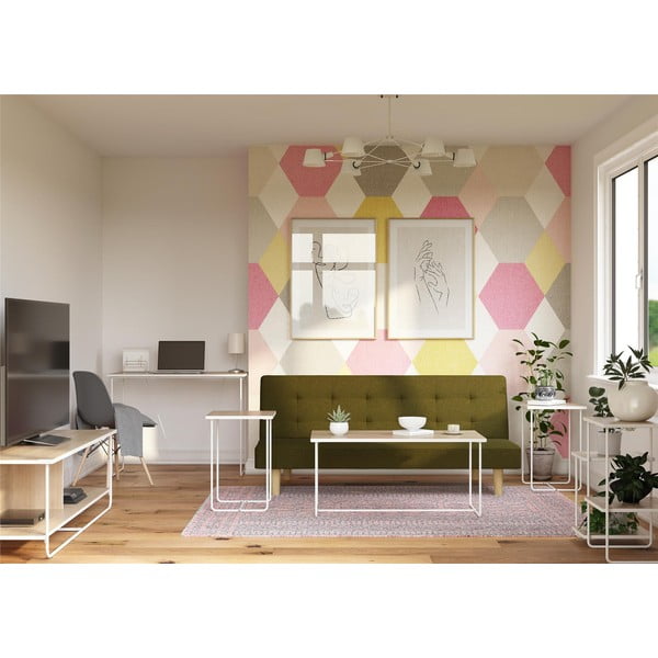 Бели/естествени конзолни маси в комплект 3 бр. с ясенов плот 50x100 cm Dante – Støraa-image-3