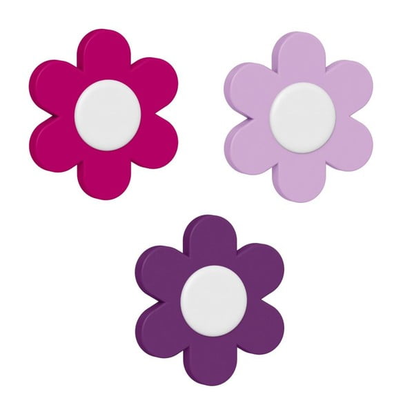 Dekorativní klipsy na květináč Flower Violet/Light Violet/Pink, 3 ks
