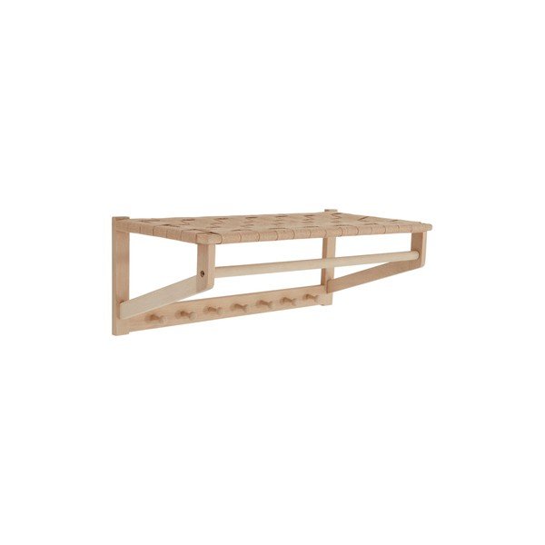 Стенна закачалка от масивен дъб в естествен цвят с рафт 80 cm Oslo – Jotex