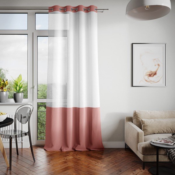 Бяло и кафяво перде Irvelette Eyelets, 140 x 250 cm Irvette Eyelets - AmeliaHome-image-1