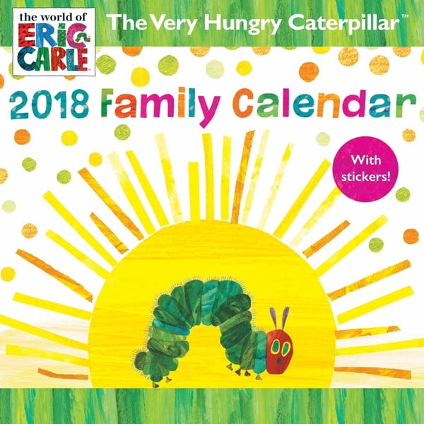 Nástěnný rodinný kalendář pro rok 2018 s lepíky Portico Designs Hungry Caterpillar